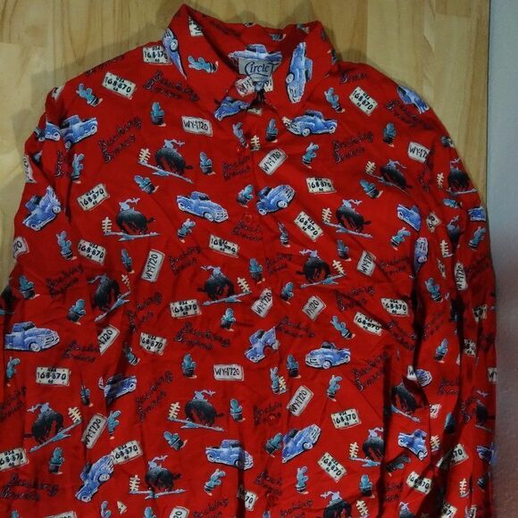 Vintage Circle T By Marilyn Lenox Americana Bucking Bronco Pattern Shirt - Picture 2 of 7